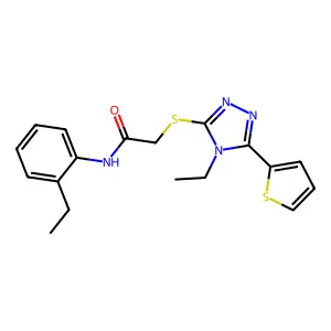 N-(2-Ethylphenyl)-2-((4-ethyl-5-(2-thienyl)-4H-1,2,4-triazol-3-YL)thio)acetamide structure