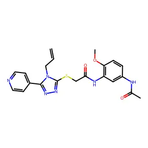 N-[5-(acetylamino)-2-methoxyphenyl]-2-(4-prop-2-enyl-5-(4-pyridyl)(1,2,4-triaz ol-3-ylthio))acetamide structure