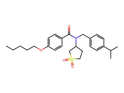 N-(1,1-dioxidotetrahydrothiophen-3-yl)-4-(pentyloxy)-N-[4-(propan-2-yl)benzyl]benzamide structure