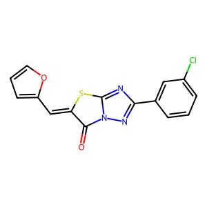 (5Z)-2-(3-chlorophenyl)-5-(2-furylmethylene)[1,3]thiazolo[3,2-b][1,2,4]triazol-6(5H)-one structure