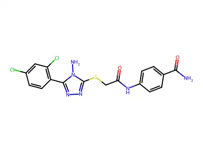 4-[({[4-amino-5-(2,4-dichlorophenyl)-4H-1,2,4-triazol-3-yl]sulfanyl}acetyl)amino]benzamide structure