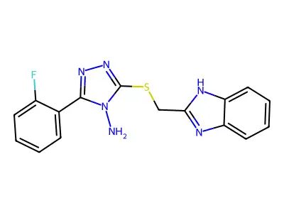 3-[(1H-benzimidazol-2-ylmethyl)sulfanyl]-5-(2-fluorophenyl)-4H-1,2,4-triazol-4-amine structure