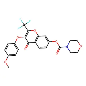 3-(4-methoxyphenoxy)-4-oxo-2-(trifluoromethyl)-4H-chromen-7-yl morpholine-4-carboxylate structure