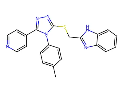 1H-benzimidazol-2-ylmethyl 4-(4-methylphenyl)-5-(4-pyridinyl)-4H-1,2,4-triazol-3-yl sulfide structure