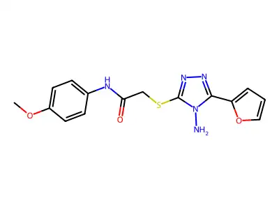 2-((4-amino-5-(furan-2-yl)-4H-1,2,4-triazol-3-yl)thio)-N-(4-methoxyphenyl)acetamide structure