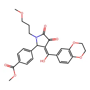 methyl 4-[3-(2,3-dihydro-1,4-benzodioxine-6-carbonyl)-4-hydroxy-1-(3-methoxypropyl)-5-oxo-2,5-dihydro-1H-pyrrol-2-yl]benzoate structure