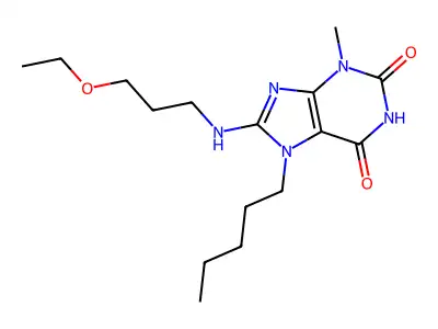 8-((3-ethoxypropyl)amino)-3-methyl-7-pentyl-1H-purine-2,6(3H,7H)-dione structure