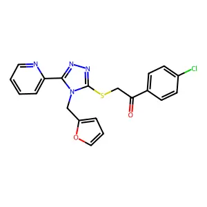 1-(4-chlorophenyl)-2-[[4-(furan-2-ylmethyl)-5-pyridin-2-yl-1,2,4-triazol-3-yl]sulfanyl]ethanone structure