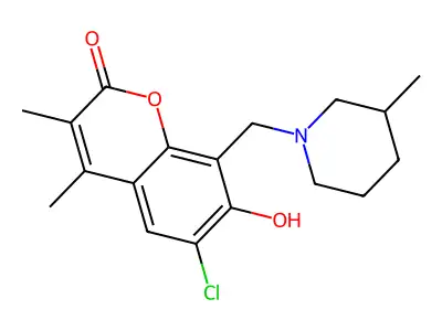 6-Chloro-7-hydroxy-3,4-dimethyl-8-[(3-methylpiperidin-1-yl)methyl]chromen-2-one structure