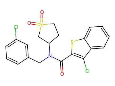 3-chloro-N-(3-chlorobenzyl)-N-(1,1-dioxidotetrahydrothiophen-3-yl)-1-benzothiophene-2-carboxamide structure