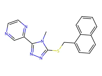 2-{4-methyl-5-[(naphthalen-1-ylmethyl)sulfanyl]-4H-1,2,4-triazol-3-yl}pyrazine structure