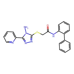 2-(4-amino-5-(2-pyridyl)(1,2,4-triazol-3-ylthio))-N-(2-phenylphenyl)acetamide structure