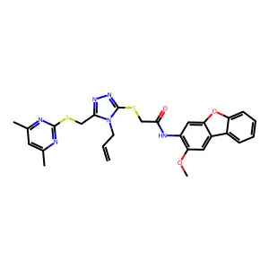 ACETAMIDE,2-[[5-[[(4,6-DIMETHYL-PYRIMIDIN-2-YL)THIO]METHYL]-4-(2-ALLYL)-4H-1,2,4-TRIAZOL-3-YL]THIO]-N-(2-METHOXY-3-DIBENZOFURANYL)- structure