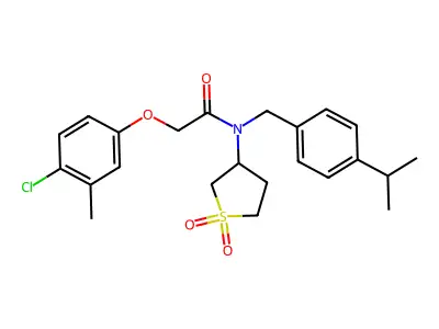 2-(4-chloro-3-methylphenoxy)-N-(1,1-dioxidotetrahydrothiophen-3-yl)-N-[4-(propan-2-yl)benzyl]acetamide structure