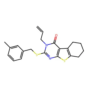 2-[(3-methylbenzyl)sulfanyl]-3-(prop-2-en-1-yl)-5,6,7,8-tetrahydro[1]benzothieno[2,3-d]pyrimidin-4(3H)-one structure