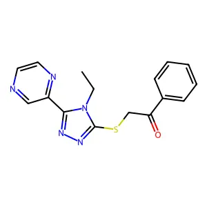 2-[(4-Ethyl-5-pyrazin-2-yl-1,2,4-triazol-3-yl)sulfanyl]-1-phenylethanone structure
