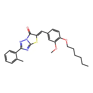 (5Z)-5-[4-(hexyloxy)-3-methoxybenzylidene]-2-(2-methylphenyl)[1,3]thiazolo[3,2-b][1,2,4]triazol-6(5H)-one structure