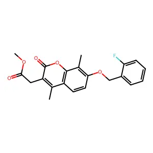 methyl {7-[(2-fluorobenzyl)oxy]-4,8-dimethyl-2-oxo-2H-chromen-3-yl}acetate structure