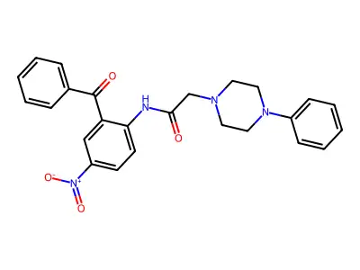 N-(2-benzoyl-4-nitrophenyl)-2-(4-phenylpiperazin-1-yl)acetamide structure