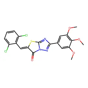 (5Z)-5-(2,6-dichlorobenzylidene)-2-(3,4,5-trimethoxyphenyl)[1,3]thiazolo[3,2-b][1,2,4]triazol-6(5H)-one structure