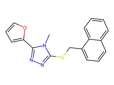 3-(2-furyl)-4-methyl-5-[(1-naphthylmethyl)thio]-4H-1,2,4-triazole structure