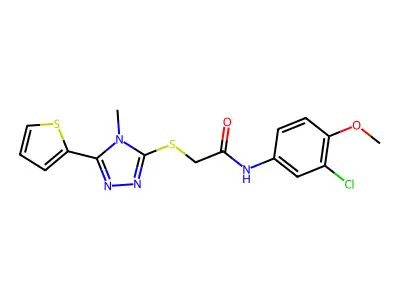 N-(3-chloro-4-methoxyphenyl)-2-{[4-methyl-5-(thiophen-2-yl)-4H-1,2,4-triazol-3-yl]sulfanyl}acetamide structure