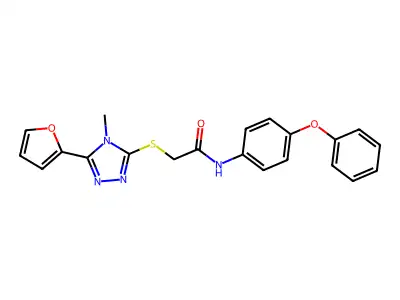 2-{[5-(furan-2-yl)-4-methyl-4H-1,2,4-triazol-3-yl]sulfanyl}-N-(4-phenoxyphenyl)acetamide structure