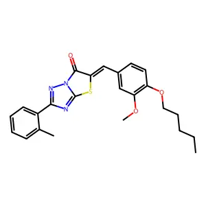 (5Z)-5-[3-methoxy-4-(pentyloxy)benzylidene]-2-(2-methylphenyl)[1,3]thiazolo[3,2-b][1,2,4]triazol-6(5H)-one structure