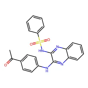 N-(3-((4-acetylphenyl)amino)quinoxalin-2-yl)benzenesulfonamide structure