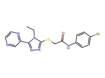 N-(4-BR-PH)-2-((4-Ethyl-5-(2-pyrazinyl)-4H-1,2,4-triazol-3-YL)thio)acetamide structure