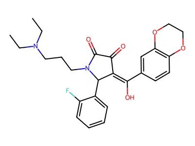 1-[3-(diethylamino)propyl]-4-(2,3-dihydro-1,4-benzodioxine-6-carbonyl)-5-(2-fluorophenyl)-3-hydroxy-2,5-dihydro-1H-pyrrol-2-one structure