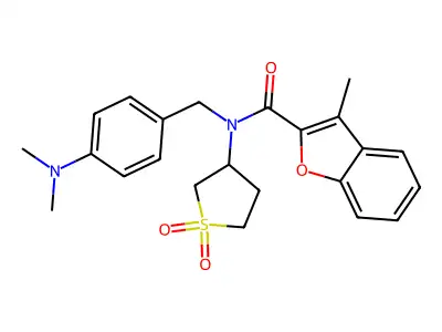 2-Benzofurancarboxamide,N-[[4-(dimethylamino)phenyl]methyl]-3-methyl-N-(tetrahydro-1,1-dioxido-3-thienyl)-(9CI) structure