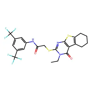 N-(3,5-Bis(trifluoromethyl)phenyl)-2-((3-ethyl-4-oxo-3,4,5,6,7,8-hexahydrobenzo[4,5]thieno[2,3-d]pyrimidin-2-yl)thio)acetamide structure