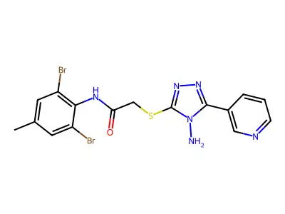 2-(4-amino-5-(3-pyridyl)(1,2,4-triazol-3-ylthio))-N-(2,6-dibromo-4-methylpheny l)acetamide structure