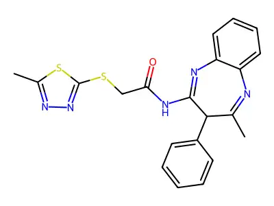 N-(4-methyl-3-phenyl-3H-1,5-benzodiazepin-2-yl)-2-[(5-methyl-1,3,4-thiadiazol-2-yl)sulfanyl]acetamide structure