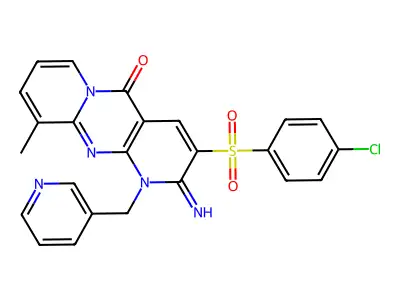 3-((4-Chlorophenyl)sulfonyl)-2-imino-10-methyl-1-(pyridin-3-ylmethyl)-1H-dipyrido[1,2-a:2',3'-d]pyrimidin-5(2H)-one structure