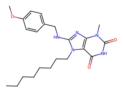 8-[(4-Methoxyphenyl)methylamino]-3-methyl-7-octylpurine-2,6-dione structure