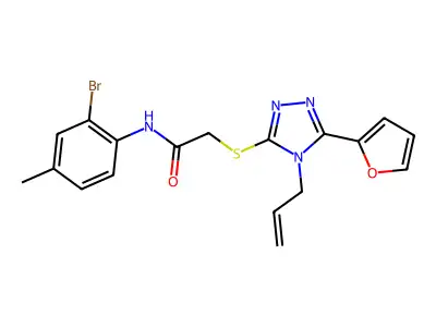 N-(2-bromo-4-methylphenyl)-2-{[5-(furan-2-yl)-4-(prop-2-en-1-yl)-4H-1,2,4-triazol-3-yl]sulfanyl}acetamide structure