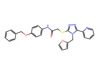 N-[4-(benzyloxy)phenyl]-2-{[4-(furan-2-ylmethyl)-5-(pyridin-2-yl)-4H-1,2,4-triazol-3-yl]sulfanyl}acetamide structure