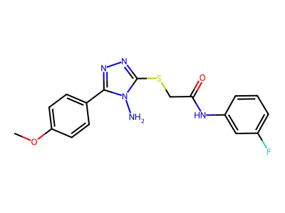 2-((4-amino-5-(4-methoxyphenyl)-4H-1,2,4-triazol-3-yl)thio)-N-(3-fluorophenyl)acetamide structure