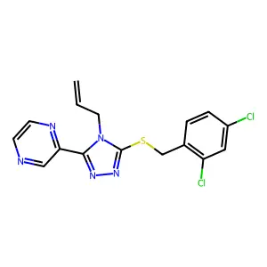 3-[(2,4-Dichlorophenyl)methylthio]-4-prop-2-enyl-5-pyrazin-2-yl-1,2,4-triazole structure
