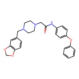 2-[4-(1,3-benzodioxol-5-ylmethyl)piperazin-1-yl]-N-(4-phenoxyphenyl)acetamide structure