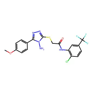 2-[4-amino-5-(4-methoxyphenyl)(1,2,4-triazol-3-ylthio)]-N-[2-chloro-5-(trifluo romethyl)phenyl]acetamide structure