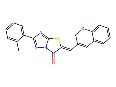 (5Z)-5-(2H-chromen-3-ylmethylene)-2-(2-methylphenyl)[1,3]thiazolo[3,2-b][1,2,4]triazol-6(5H)-one structure