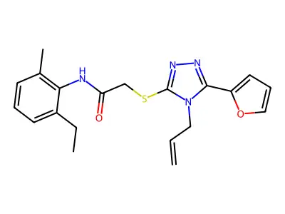 N-(2-ethyl-6-methylphenyl)-2-{[5-(furan-2-yl)-4-(prop-2-en-1-yl)-4H-1,2,4-triazol-3-yl]sulfanyl}acetamide structure