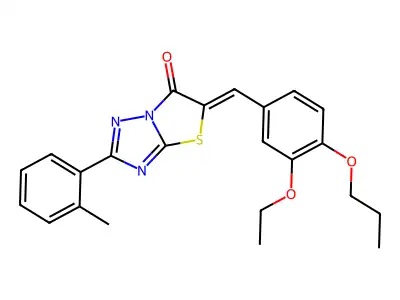 (5Z)-5-(3-ethoxy-4-propoxybenzylidene)-2-(2-methylphenyl)[1,3]thiazolo[3,2-b][1,2,4]triazol-6(5H)-one structure