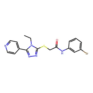 N-(3-BR-PH)-2-((4-Ethyl-5-(4-pyridinyl)-4H-1,2,4-triazol-3-YL)thio)acetamide structure