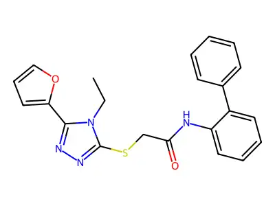 N-(1,1'-Biphenyl)-2-YL-2-((4-ET-5-(2-furyl)-4H-1,2,4-triazol-3-YL)thio)acetamide structure
