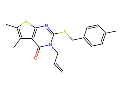 5,6-dimethyl-2-[(4-methylbenzyl)sulfanyl]-3-(prop-2-en-1-yl)thieno[2,3-d]pyrimidin-4(3H)-one structure