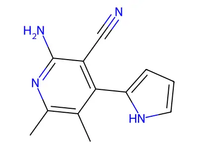 2-amino-5,6-dimethyl-4-(1H-pyrrol-2-yl)pyridine-3-carbonitrile structure